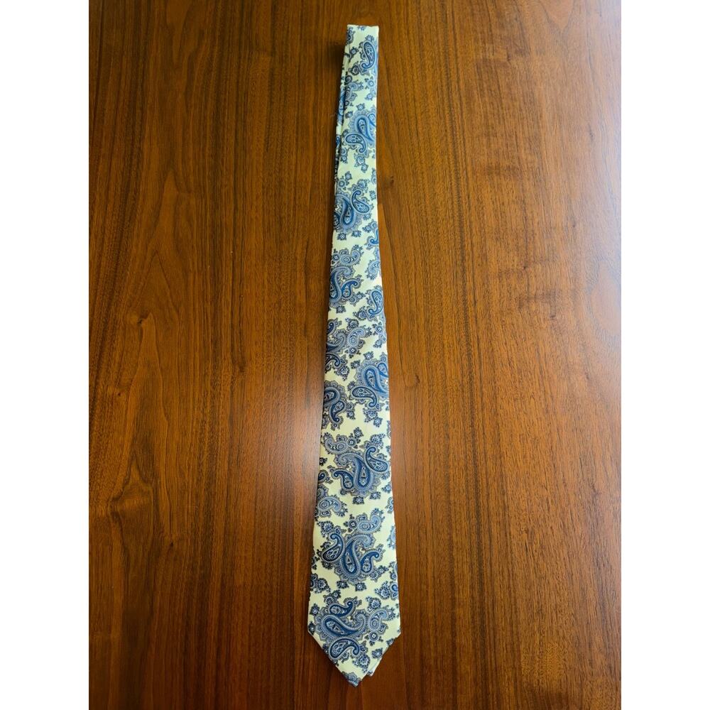 Christian Dior Silk Yellow Paisley Tie